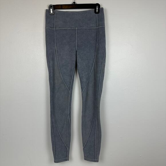 Lululemon Womens Wunder Under High Rise Snow Washed Grey Ribbed Ankle Leggings - Picture 2 of 8
